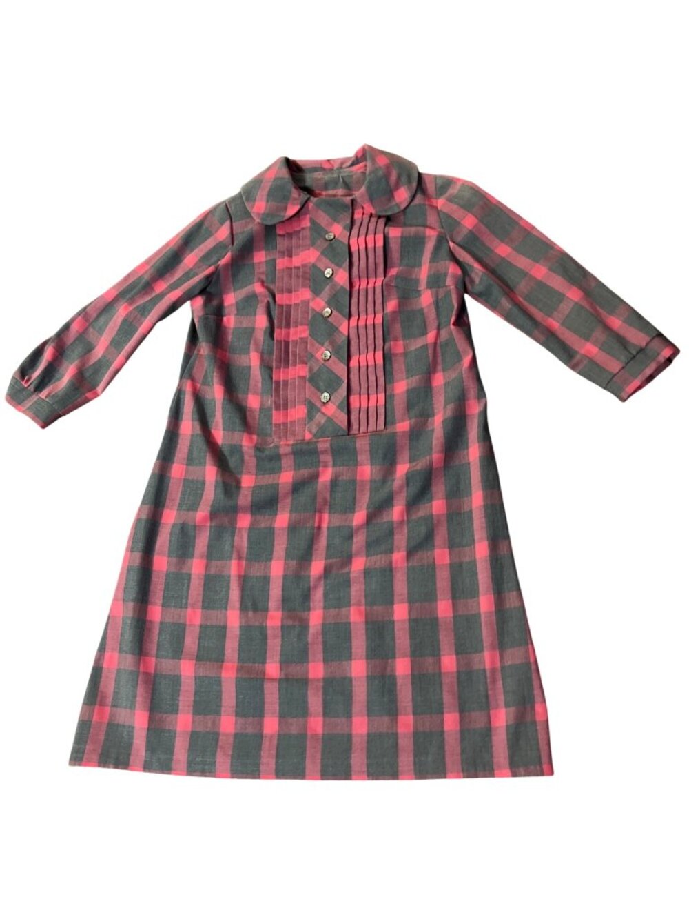 Vintage Handmade Plaid Dress Tunic Peter Pan Collar Womens S? Used - Picture 4 of 16